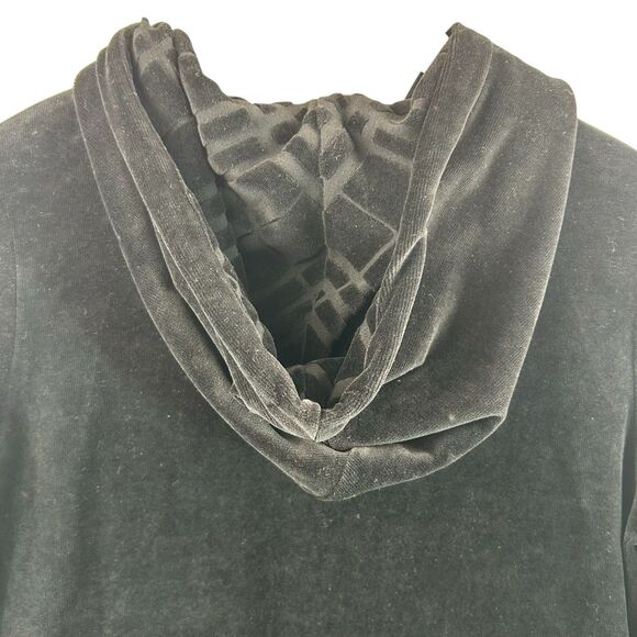 Burberry London Velour Hoodie Jacket Women's Sz M Full Zip Black Check Elbow NWT - Picture 12 of 16